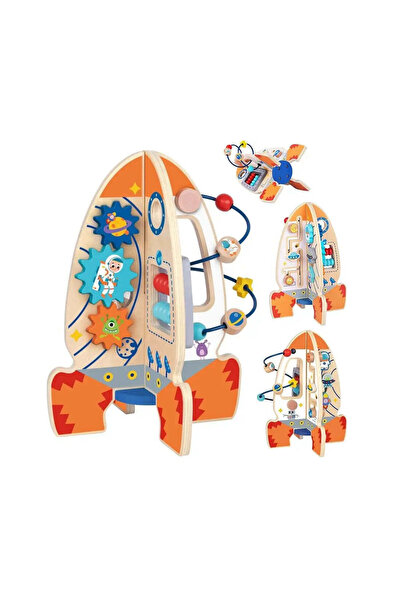 Tooky Toy Jucarie educativa din lemn Racheta Tooky Toy, activitati multiple, ...