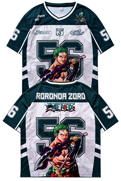 Fuddy Moda Unisex One Piece Zoro 56 Forma, Oversize Anime Temalı Jersey Tshirt