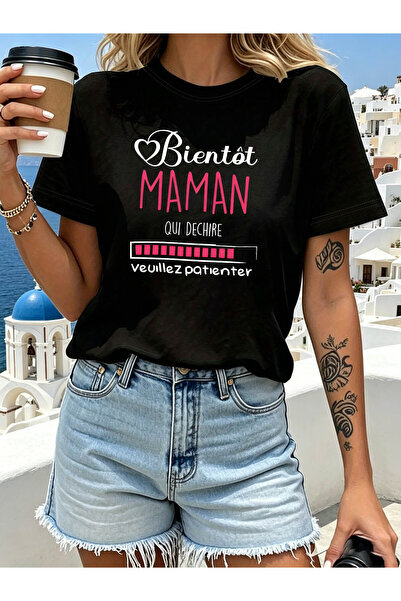 799 تي شيرت مطبوع عليه عبارة French Soon to Be Mama، قميص كاجوال بأكمام قصيرة...