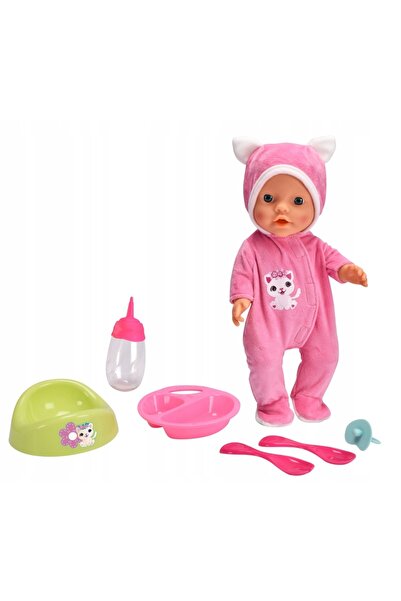 SIMBA-SMOBY Păpușă bebeluș nou-născut în pijamale de pisică + accesorii pentr...