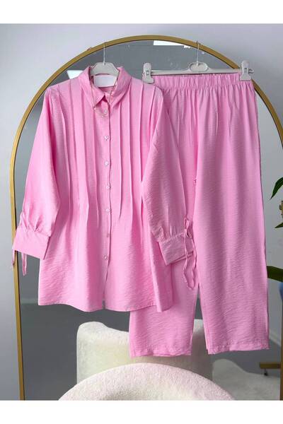 VOLT CLOTHİNG Pile Detaylı Gömlek Pantolonlu Takım