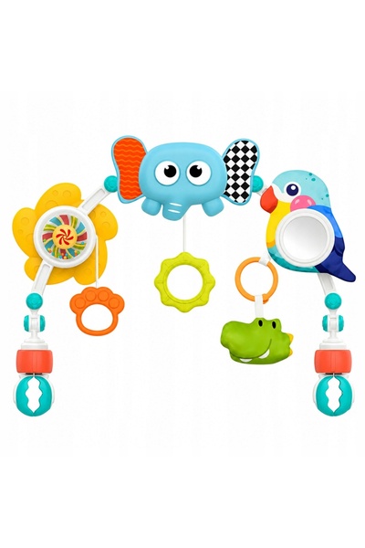 LeanToys Cerc senzorial cu elefant pentru pătuț, scaun, cărucior, oglindă, zo...