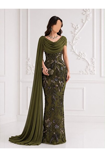 AMAZ Evening Dress Embellished with Beaded Chiffon Tulle