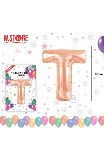 Re Balon folie literă A-Z roz auriu, înălțime 35 cm, autoetanșabil, decor pet...