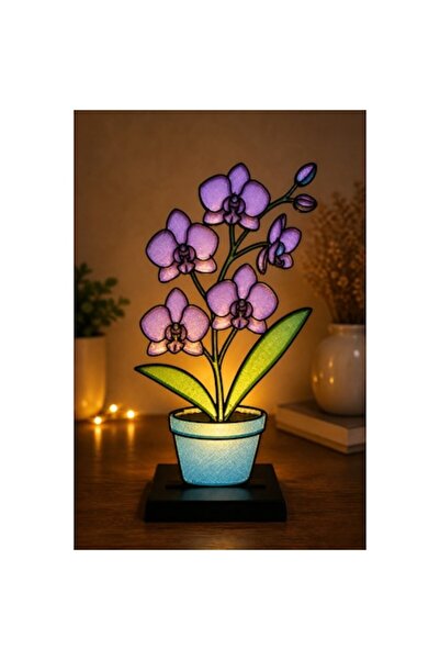 IMALDI PRO Home / office LED orchid decoration in a pot – stained glass style...