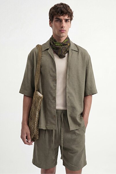 Antioch Khaki Linen Blended Men's Shirt