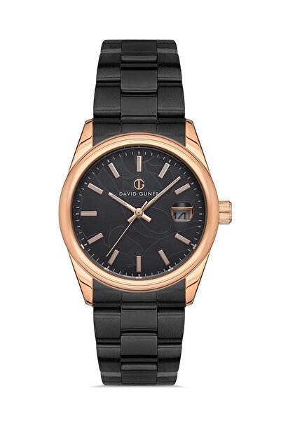 DAVID GUNER Women's Wristwatch Black Dial Rose Black Plated Dg-8384La-R2