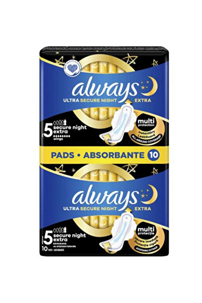 Always Absorbante Igienice - Duo Ultra Secure Night Extra, Marime 5, 10 buc