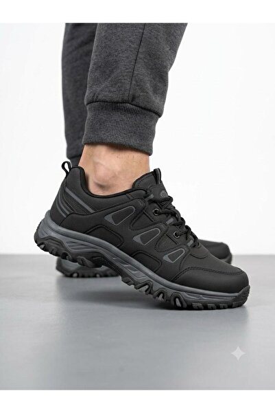 Lütfi Unisex Black Outdoor Thick Sole Daily Walking Shoes