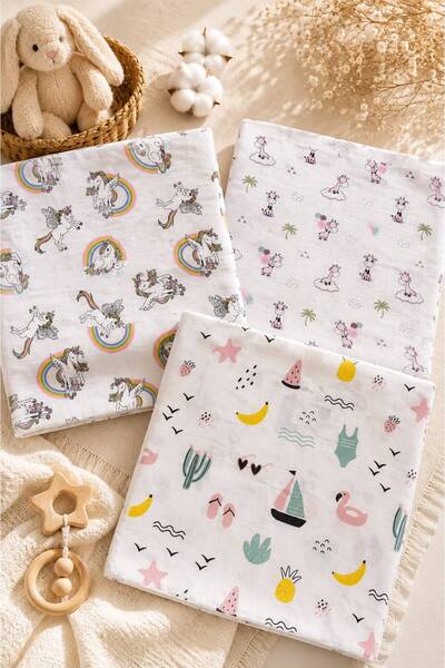 Pico Baby Çok Amaçlı Müslin Örtü /3'lü Set / %100 Pamuk / Oeko-teks Sertifika...