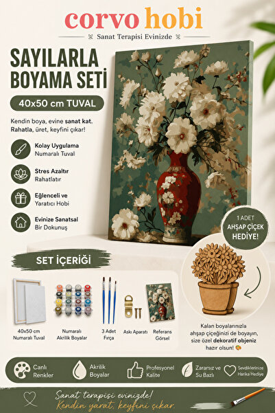 corvo hobi Sayılarla Boyama Çerçeveli Hobi Seti Numaralı Tuval Fırça Boya Dah...