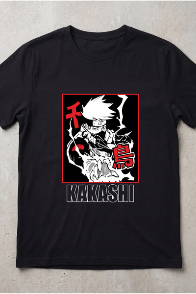 Silkensoul Naruto Kakashi Hatake Anime Printed Standard Cut Unisex Tshirt