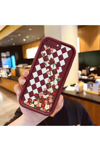 Hontinga iPhone 7 Plus Compatible Case Camera Protector Burgundy Silicone Cou...