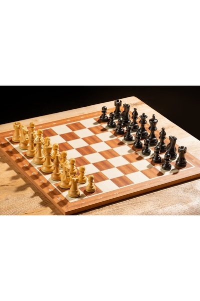 Sunrise Chess & Games Set de șah tradițional 4+ Tabla de șah Sapele + piese c...