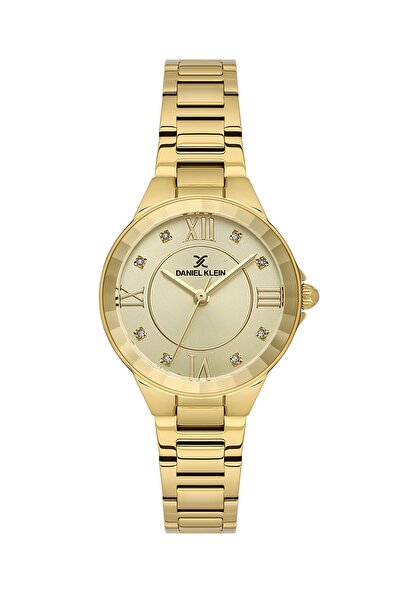 Daniel Klein 30 mm Women's Wristwatch with Yellow Dial and Gold Color Strap, ...