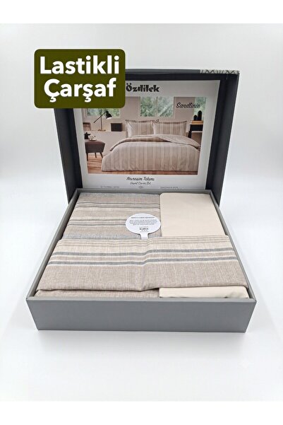 Özdilek Sandlinie Single - Elastic Sheet - Duvet Cover Set 100% Cotton