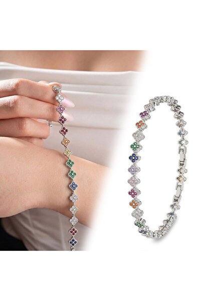 FM 💎   Premium Shiny Silver Color 5 mm Chakra Stone Flower Model Women's Bij...