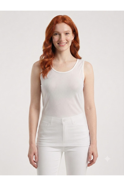 Neden Tekstil Basic White Women's Tulle Transparent Undershirt