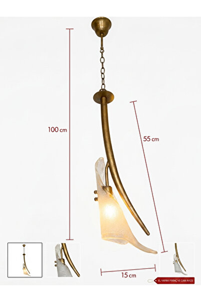 232LAMP FİLDİŞİ İvory Antik Rustik Vintage İç Mekan Salon Veranda Sarkıt Aviz...