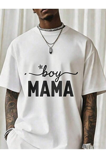 NOURAM تي شيرت رجالي أسود من القطن بتصميم جرافيك من Boy Mama T، قميص عصري بتص...