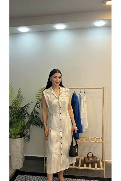 inci bayan giyim Siena Striped Sleeveless Dress