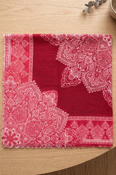 hadiora Women's Pink and White Ethnic Patterned Stylish Hijab Flared Scarf