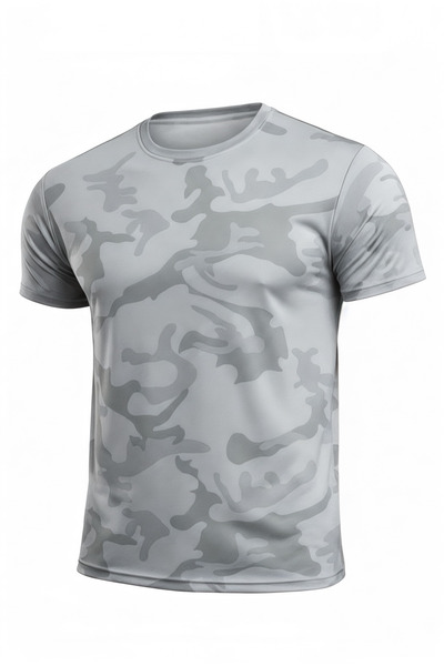 SERABLANKA 5-Pack Men's Moisture Wicking Quick Dry Athletic Technical Camouflage Patterned Sports T-Shirt Black-Grey-Navy Blue-Khaki-Smoke