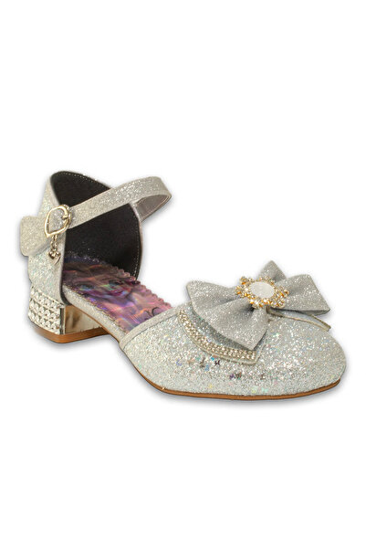 MİLAYLA Glittery Stone Girls' Princess Heeled Evening Dress Shoes
