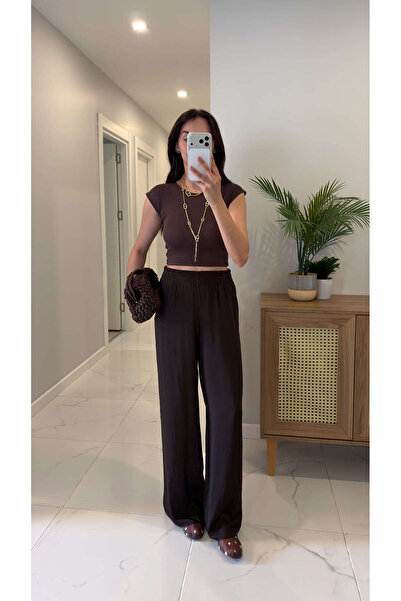 BİRCANÇİL Nowes Brown Casual Draped Trousers