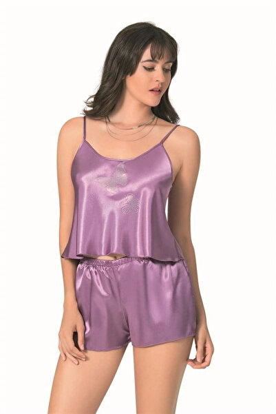 kapsulavm Coral Satin Babydoll Shorts Set