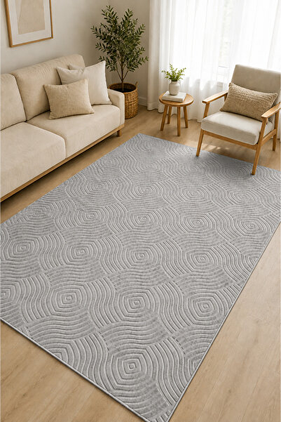 Merinos Premium Rölyef Echo Kaymaz Taban Yıkanabilir Halı Kilim Yolluk Salon,...