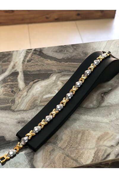 VLDORO D'Oro Steel Double Color X and Heart Block Women's Bracelet