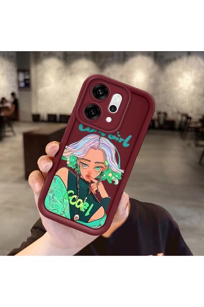 Hontinga Oppo Reno 14 Pro 5g Compatible Case Camera Protector Burgundy Silico...