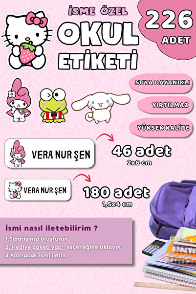 Hume Craft 226 Adet Kişiye Özel Okul Etiketi Kalem Defter Etiketi Özel Isim Y...