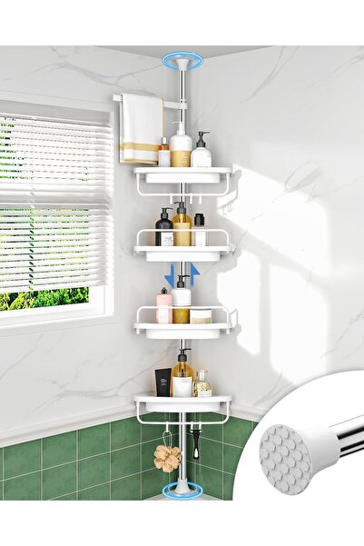 OVA Bathroom Corner Organizer, Four-Tier Adjustable Shelf (White)