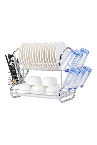 royal mark 2 Layer Dish Drainer Rack Silver 35cm