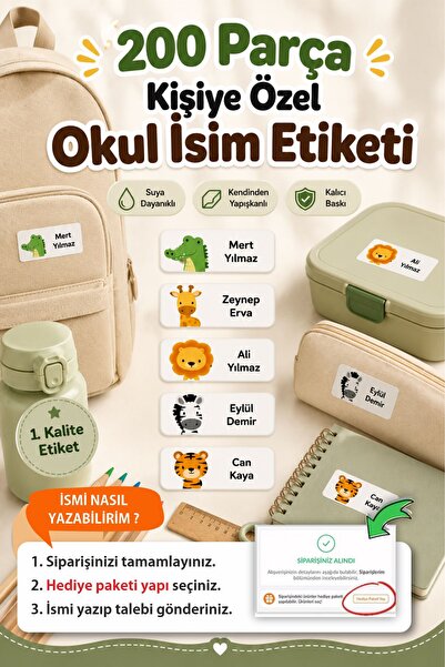 Piksel Grafik Okul Etiketi Kalem Defter isimli Etiket Isim Yazılabilen Etiket...