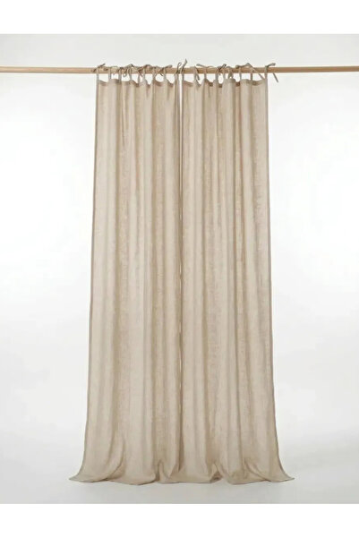 Leo Boutique Curtain Keten Rustik Tül Perde - Bağcıklı (Tie Top) Dikim - Pile...