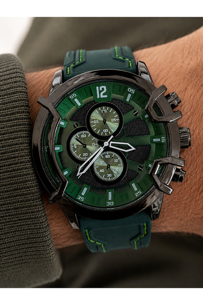 Weluxa Men's Wristwatch Green Color Silicone Strap Premium Design Gift Boxed ...