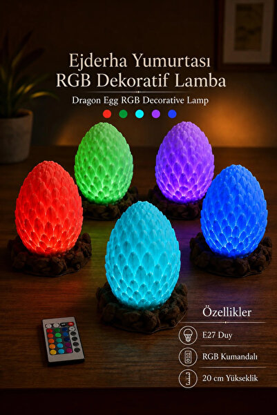 BenomTech Dragon Egg Decorative Table Lamp Rgb E27 Lampholder 20 cm Dracora
