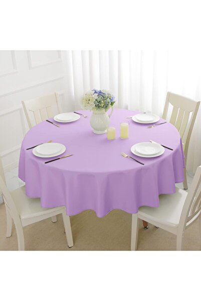 Meral Kurşun Collection Lilac Round Tablecloth |   Liquid Proof |   Linen |  ...