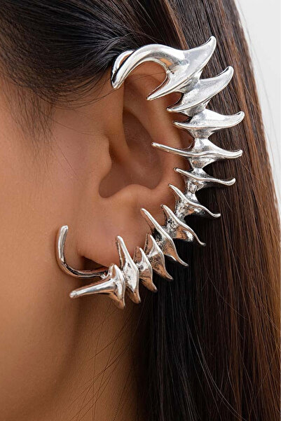 VeeShop Cercei ear cuff wrap, model punk cu tepi lungi