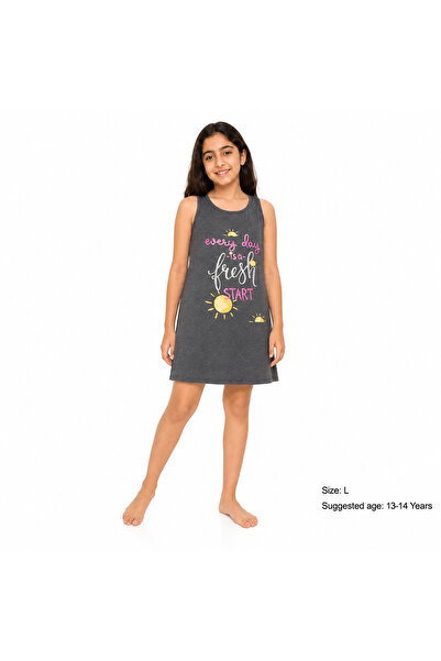 Generic Girls' Sleeveless Printed Dress "Every Day Is a Fresh Start"