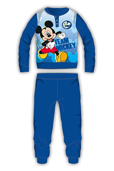 Disney Mickey Pijama albastră 3-6 ani cu nasturi la gât și print în textură 1...