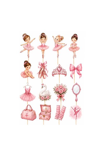 DecoParty Set de decoruri pentru tort – Tematică Balerina V1, 16 piese, Carto...