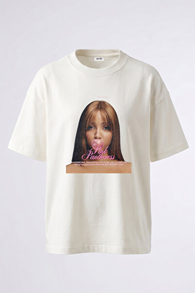 Anetos Pinkpantheress_2 Design Printed Oversize White T-Shirt