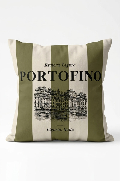 dekomall home & living Portofino Green Striped Throw Pillow Cover