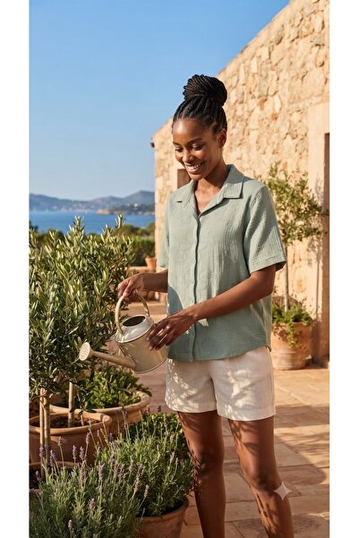 MELTEM COLLECTION Short Sleeve Muslin Shirt