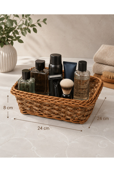 NimaWare Hasır Görünümlü Rattan Ekmek Sepeti Plastik Örgü Servis ve Sunum Sep...