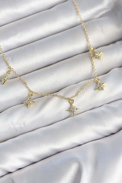 Inure Jewelry قلادة نسائية من النحاس باللون الذهبي موديل مينيمال بول ستار